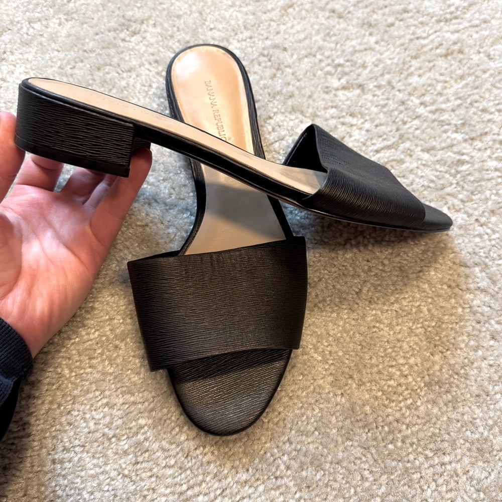 BANANA REPUBLIC Black Leather Slide Sandals